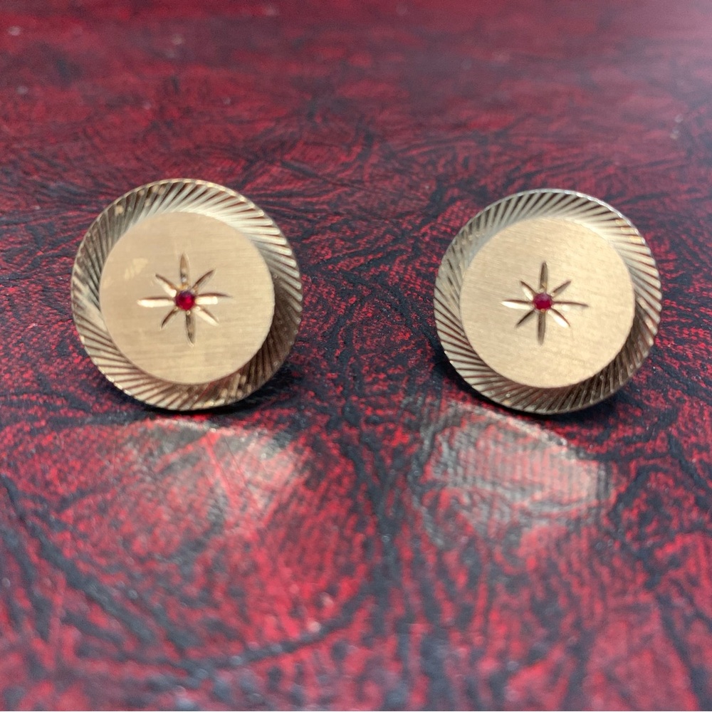 Vintage Men’s Cufflinks with Red Accent